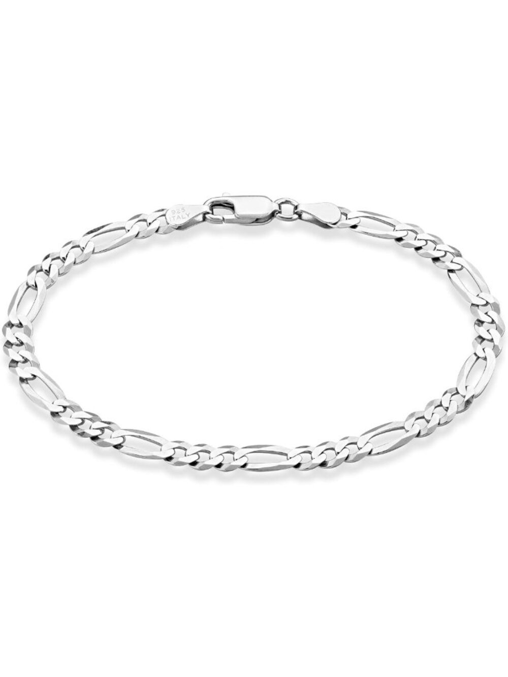 Sterling Silver 5mm Figaro Bracelet for Women & Men - Italian Design, Durable